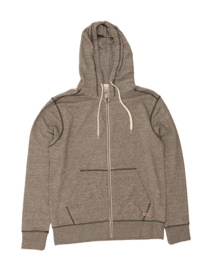JACK & JONES Mens Zip Hoodie Sweater XL Grey Cotton Vintage Jack & Jones and Second-Hand Jack & Jones from Messina Hembry 