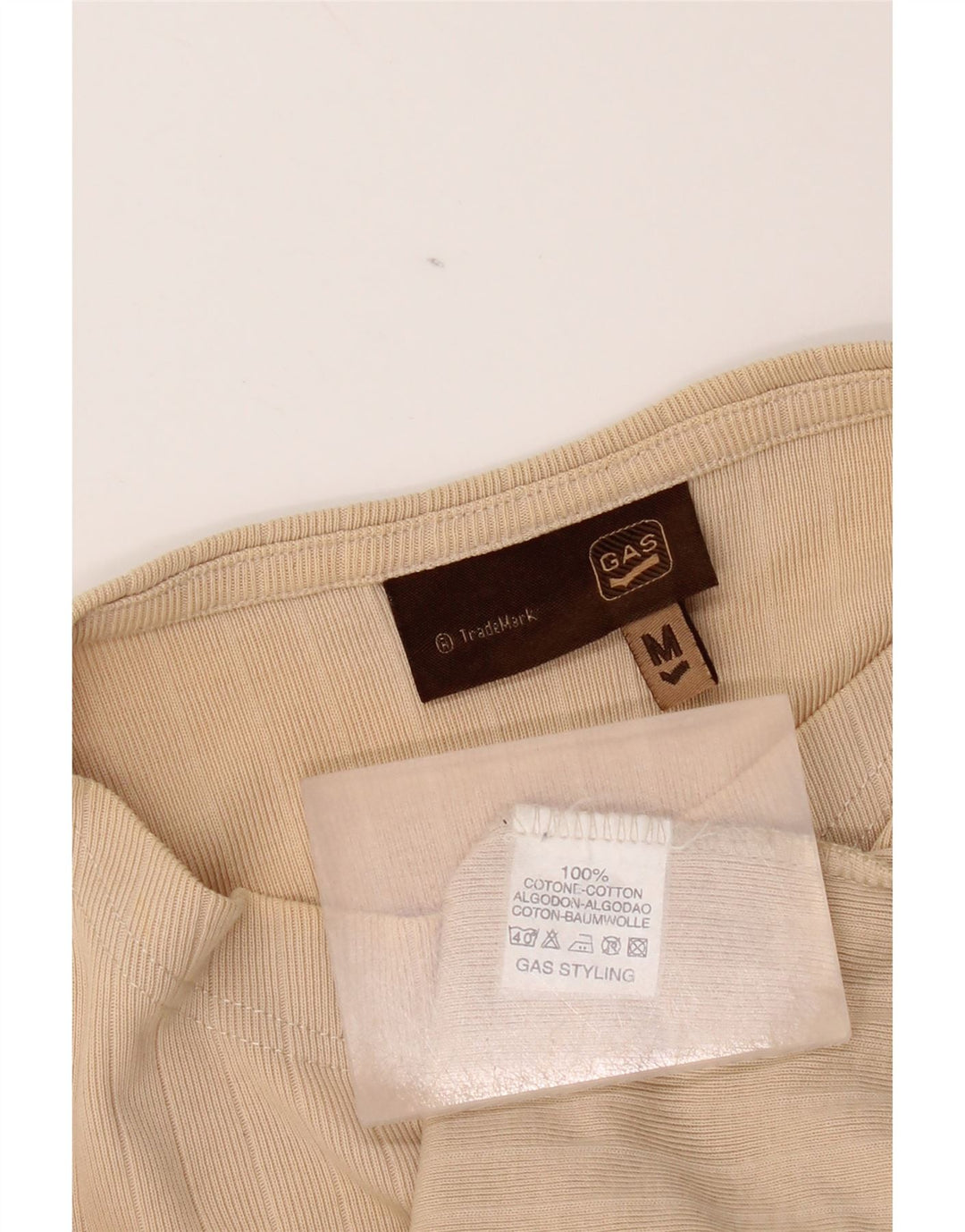 Top masculino Gas manga comprida algodão bege médio