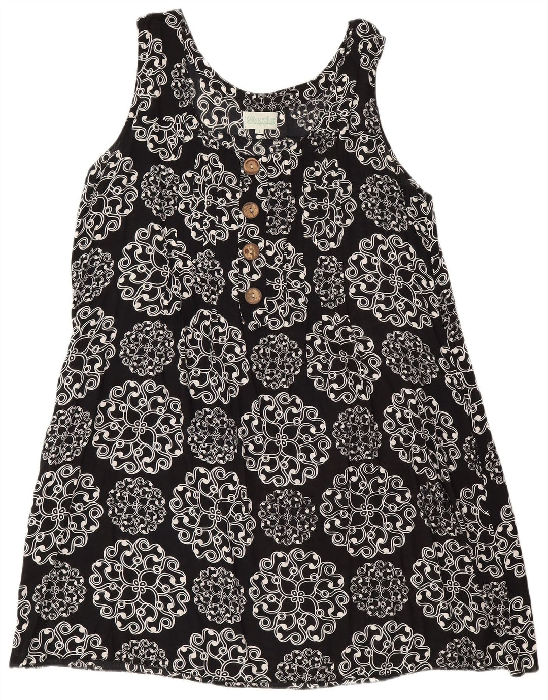 Marila vestido túnica feminino grande sem mangas Reino Unido 16 grande preto paisley