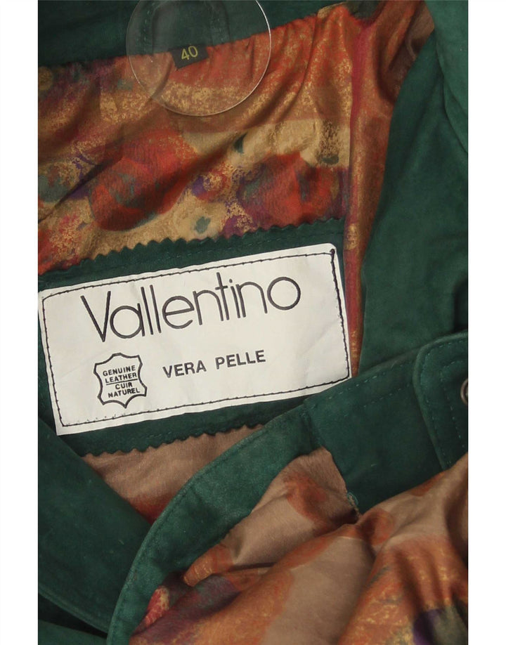 Jaqueta Parka de grandes dimensões em camurça feminina vintage IT 40 couro verde pequeno