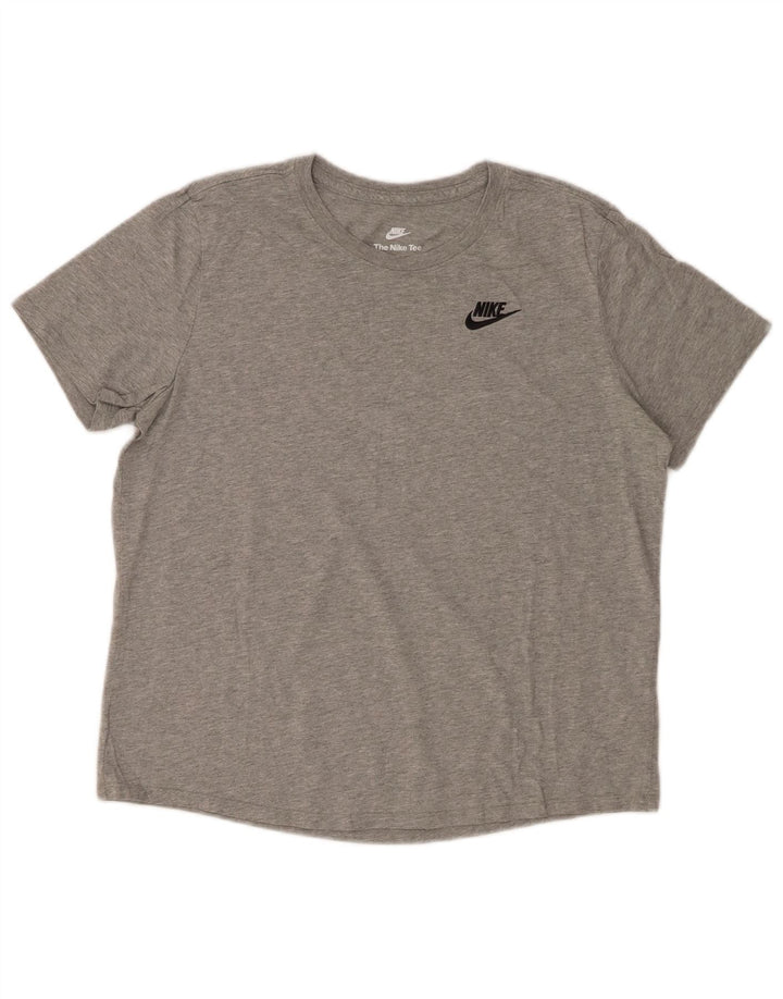 Camiseta feminina Nike UK 14 médio cinza manchado algodão