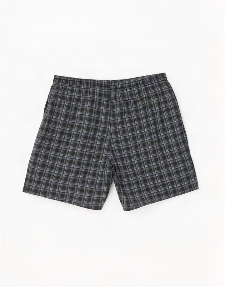 Shorts de natação masculino Adidas grande poliéster xadrez cinza