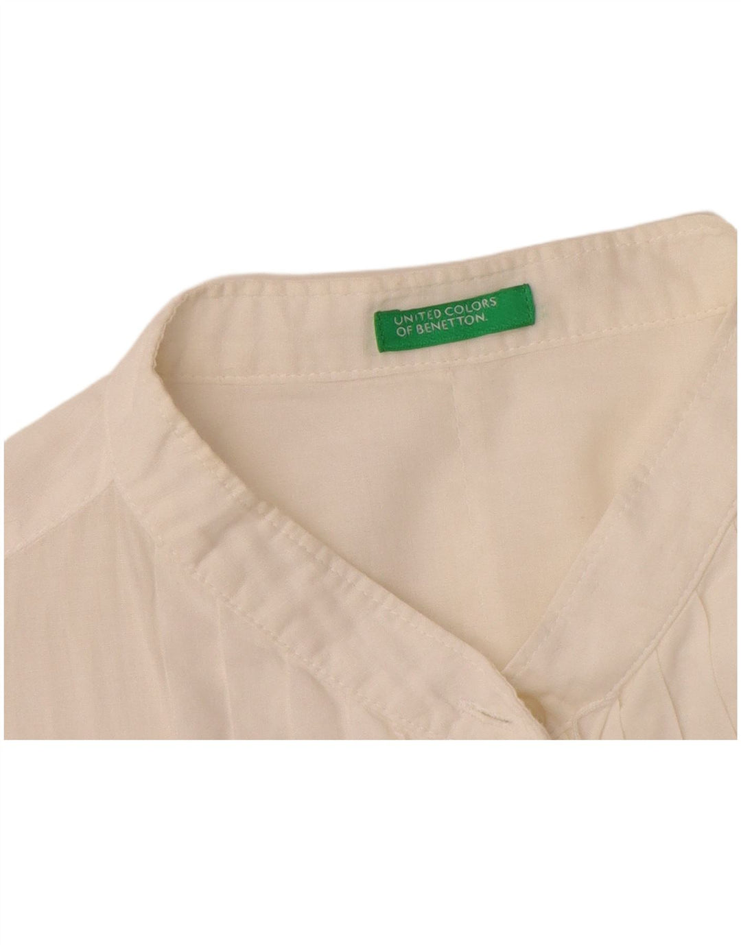 Camisa formal feminina Benetton com babados na frente Reino Unido 10 algodão branco pequeno