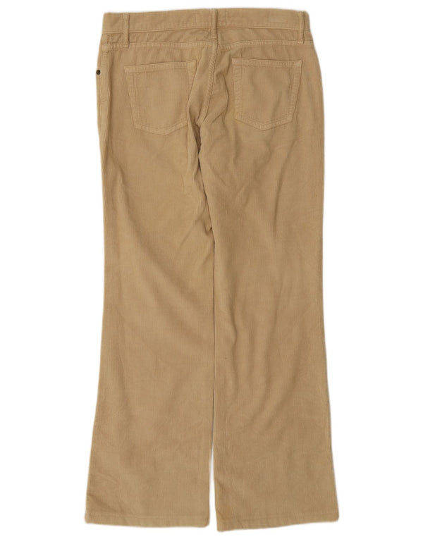 Calça feminina de veludo cotelê Benetton IT 42 médio W30 L30 algodão bege