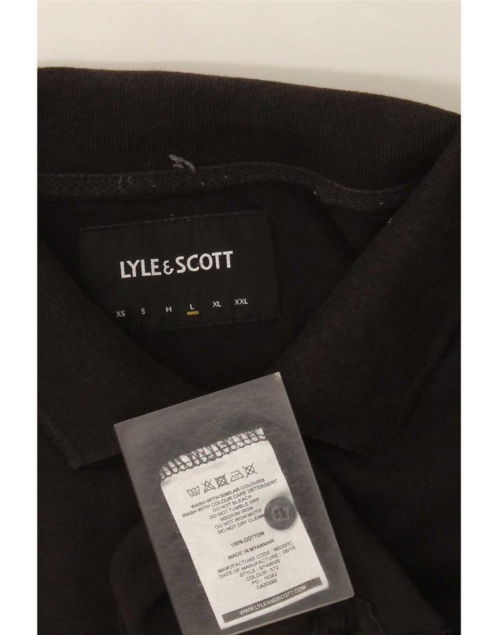 Camisa polo masculina Lyle & Scott grande algodão preto