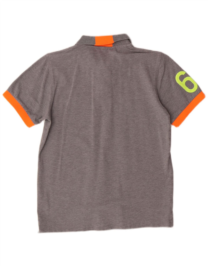 Camisa polo masculina Sun68 gráfica pequena de algodão cinza