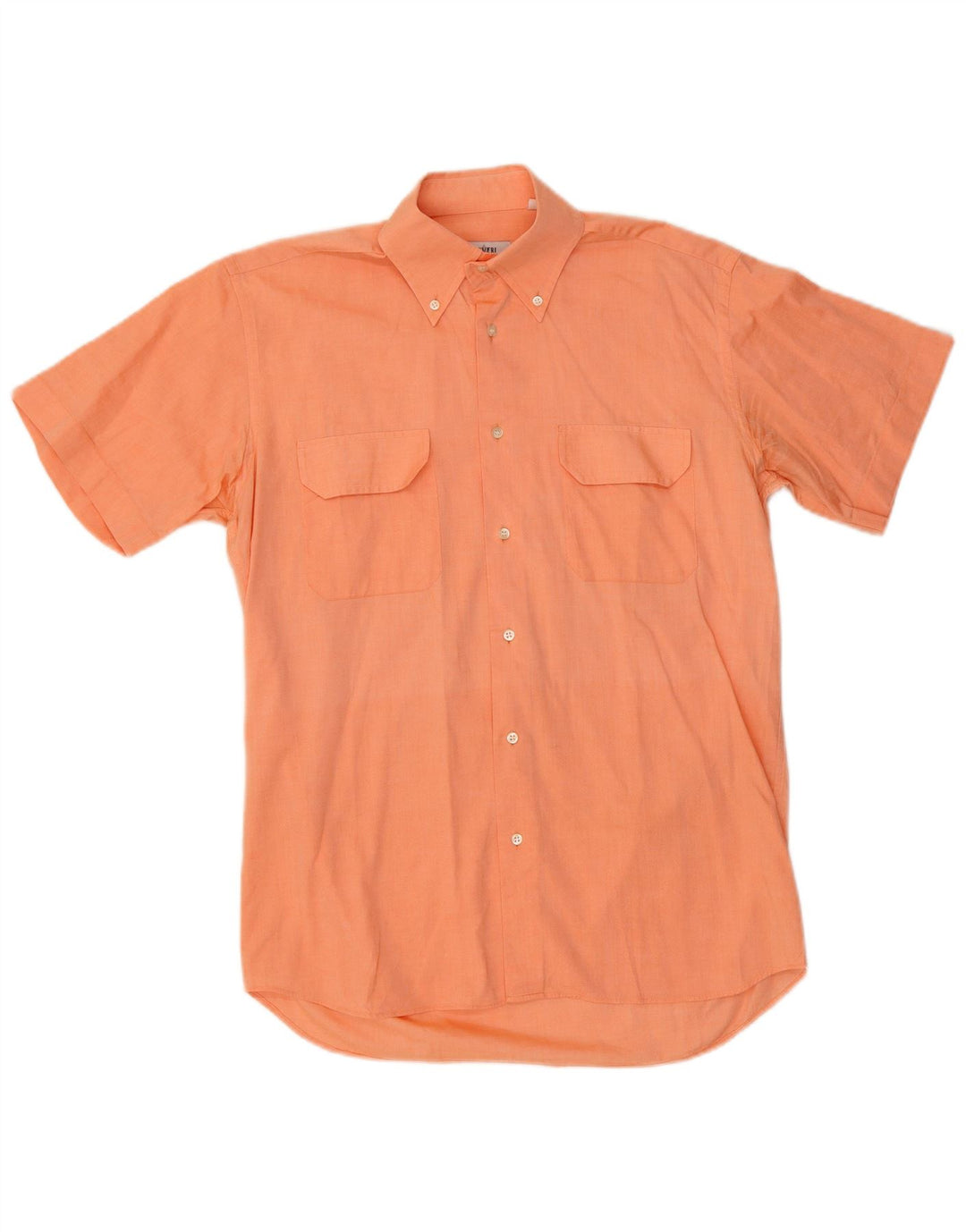 Camisa masculina de manga curta Coveri tamanho 39 15 1/2 laranja médio