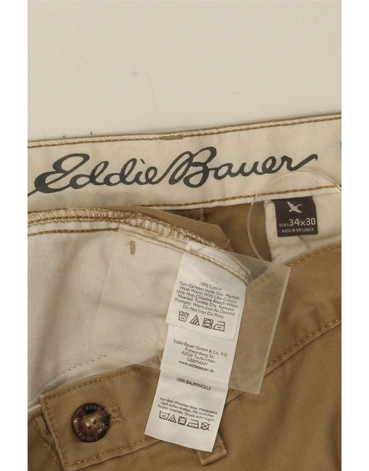 EDDIE BAUER Mens Straight Chino Trousers W34 L30 Beige Cotton Vintage Eddie Bauer and Second-Hand Eddie Bauer from Messina Hembry 