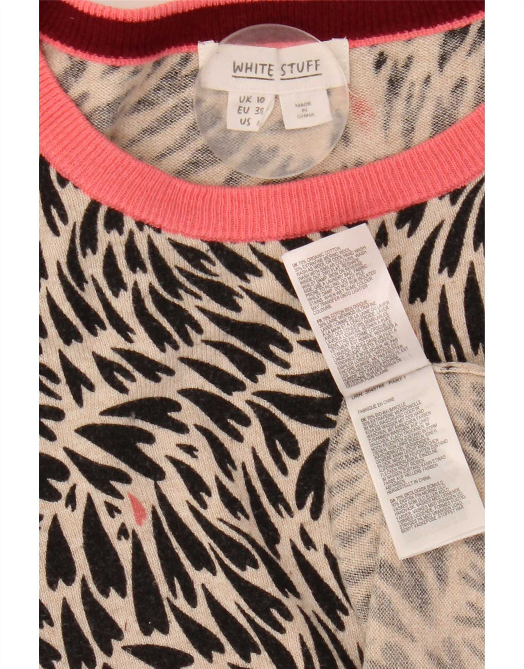 Suéter feminino com gola canoa White Stuff Reino Unido 10 pequeno preto