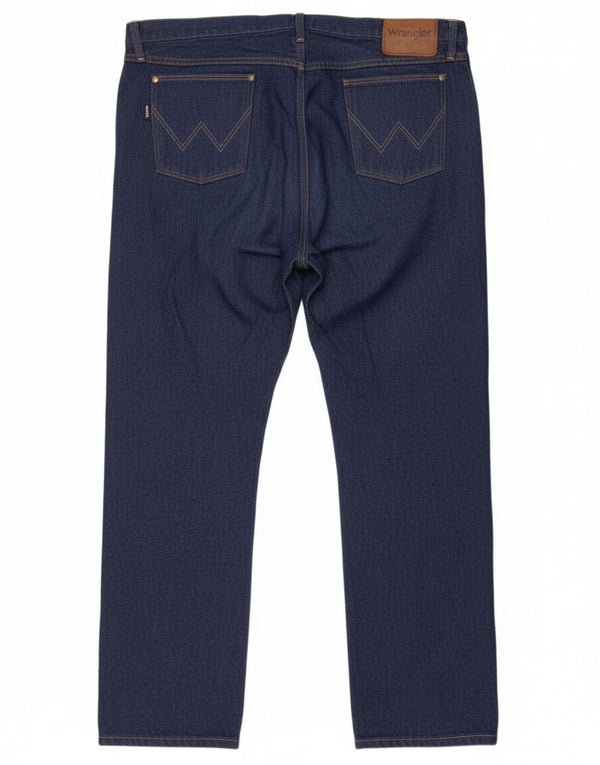 Wrangler Mens Regular Fit Straight Jeans W44 L33 Navy Blue Cotton