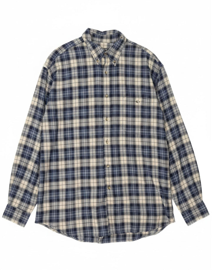 EDDIE BAUER Mens Shirt XL Navy Blue Check Cotton Vintage Eddie Bauer and Second-Hand Eddie Bauer from Messina Hembry 