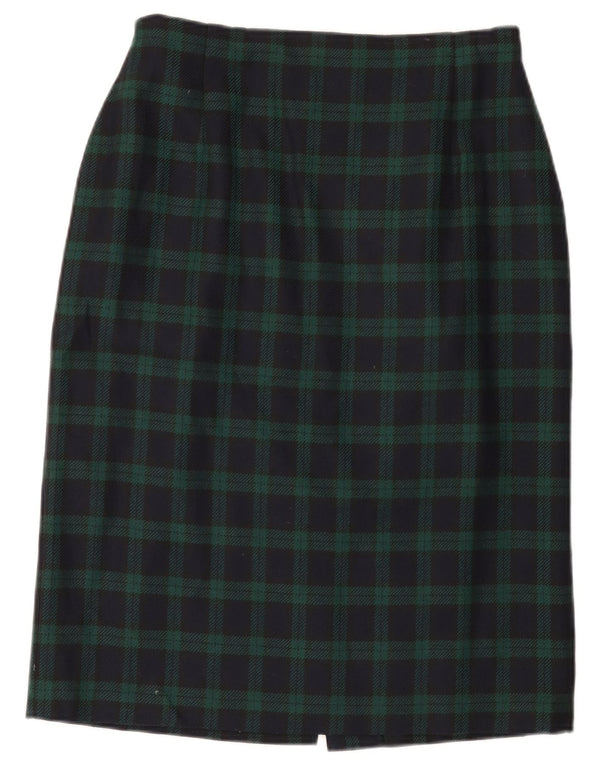 Saia lápis feminina Marks & Spencer St. Michael W30 xadrez azul marinho médio