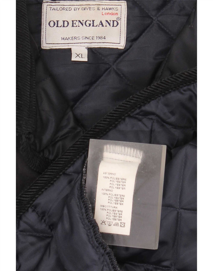 Jaqueta acolchoada masculina Old England UK 42 XL poliéster azul marinho