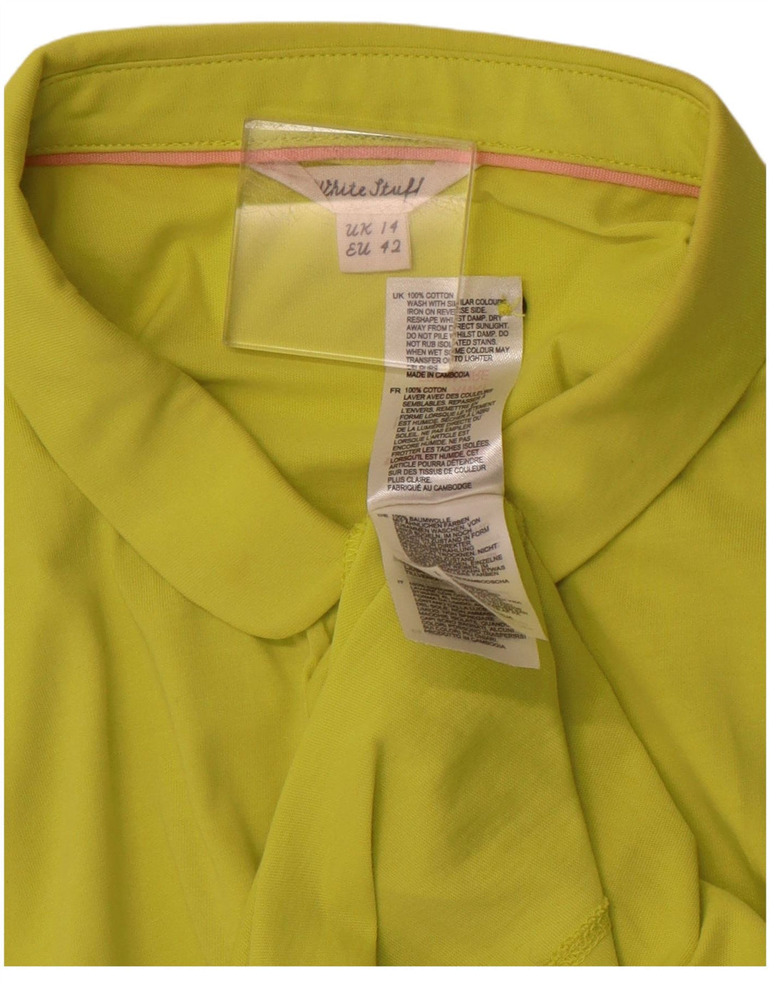 Blusa feminina de manga curta WHITE STUFF Reino Unido 14 algodão verde médio