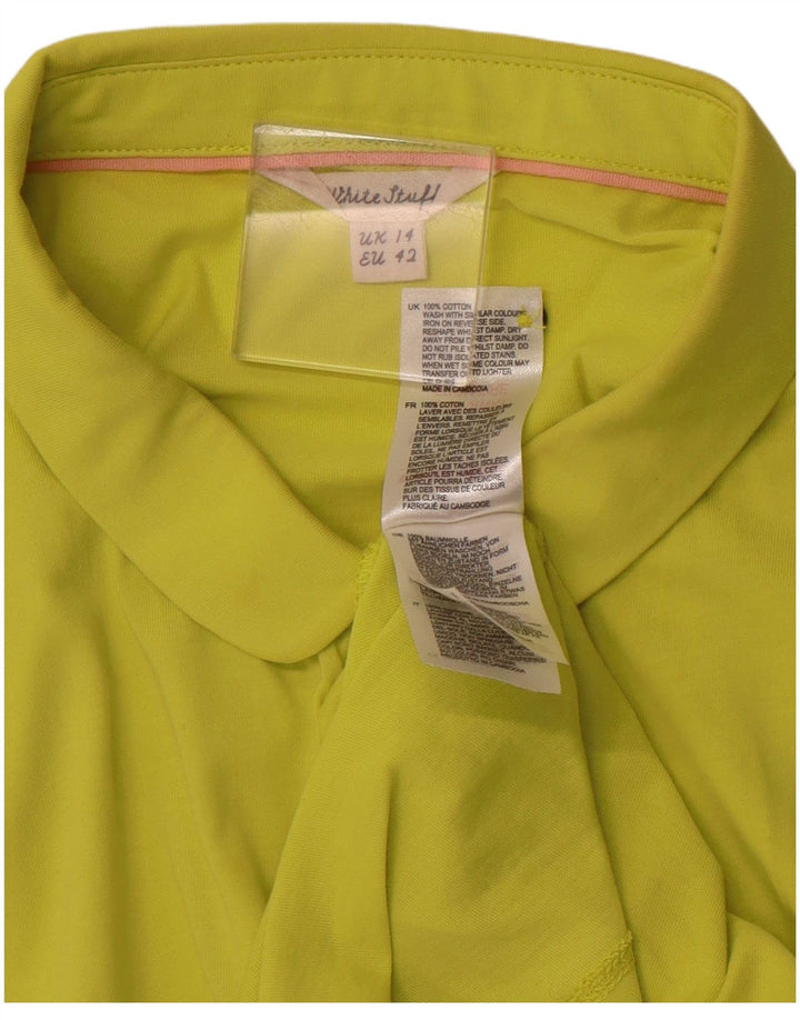 Blusa feminina de manga curta WHITE STUFF Reino Unido 14 algodão verde médio