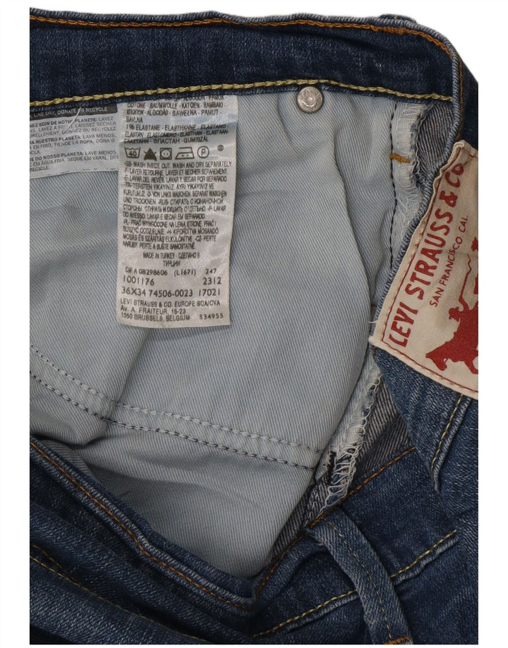 Calça jeans reta masculina Levi's W36 L34 azul algodão
