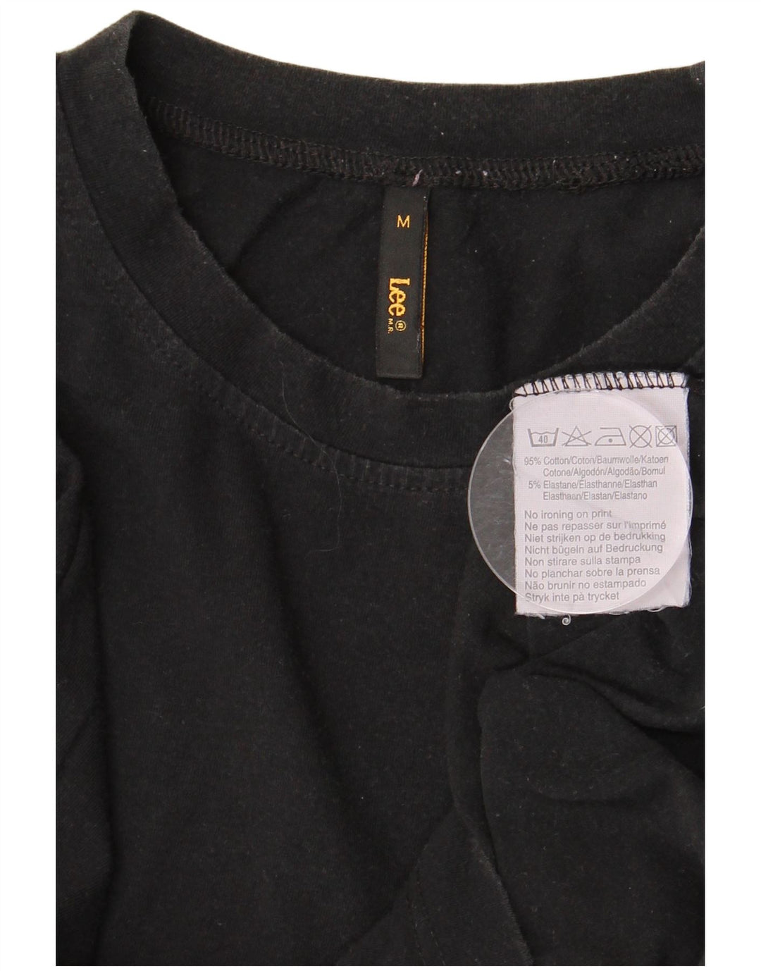 LEE Top masculino de manga comprida de algodão preto médio