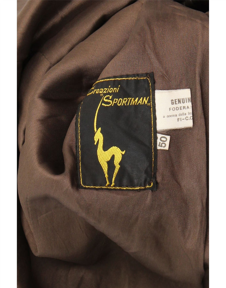 Casaco de couro masculino VINTAGE IT 50 grande couro marrom