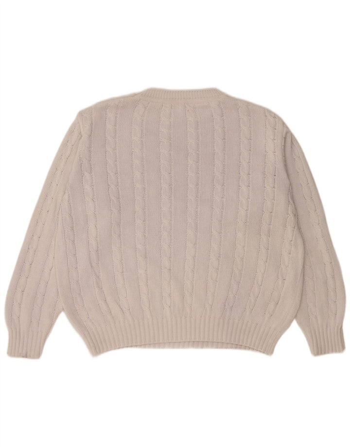 BENETTON Mens Crew Neck Jumper Sweater IT 48 Medium White Cotton
