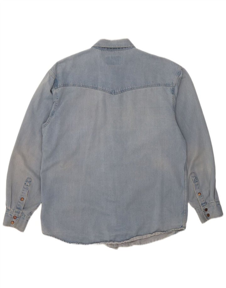 Camisa jeans masculina WRANGLER grande azul