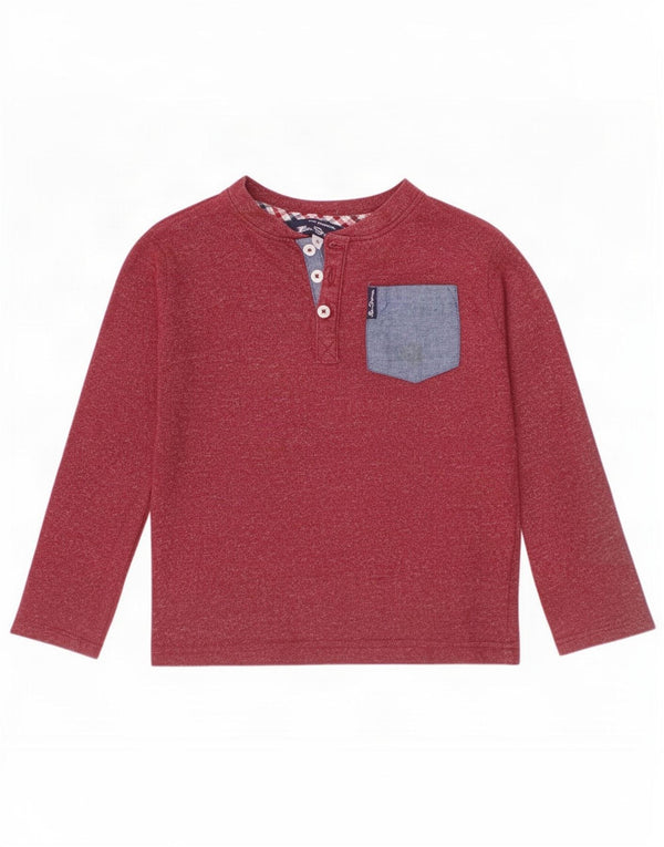 Ben Sherman Meninos Top manga comprida 3-4 anos algodão manchado Borgonha