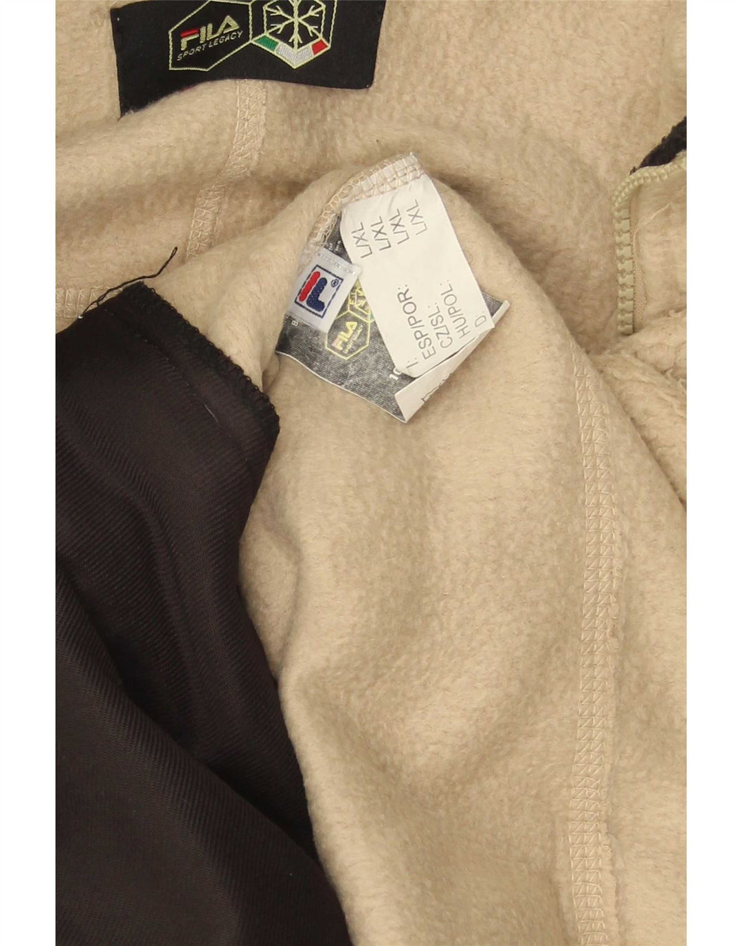 Fila Mens Fleece Jacket UK 40 Grande Poliéster Colourblock Bege