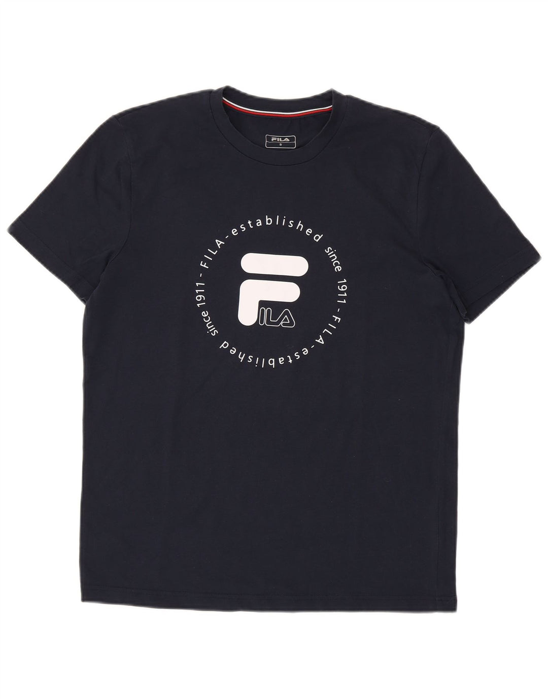 Camiseta masculina gráfica FILA Top pequeno azul marinho