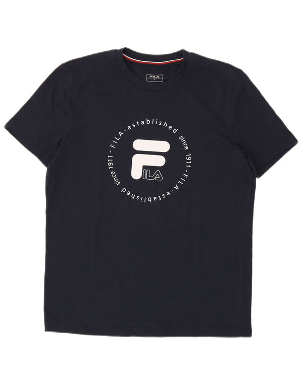 Camiseta masculina gráfica FILA Top pequeno azul marinho
