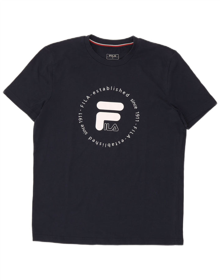 Camiseta masculina gráfica FILA Top pequeno azul marinho