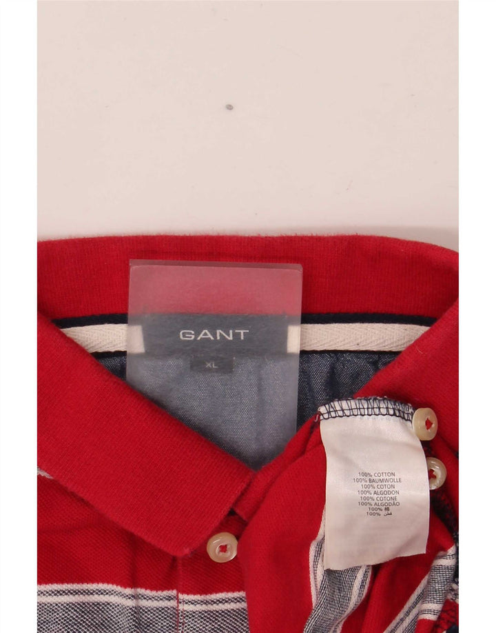 Camisa polo masculina Gant XL algodão listrado vermelho