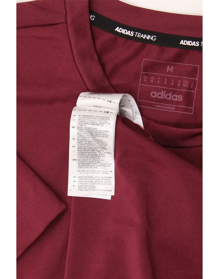 Adidas Mens Camiseta Top Médio Borgonha Colourblock Poliéster