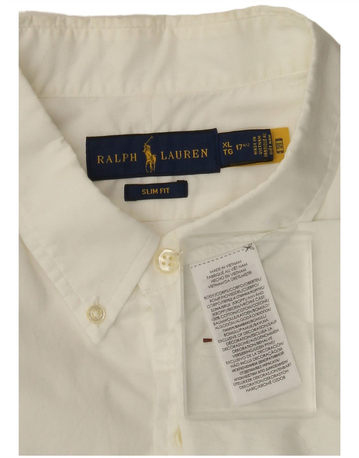 Ralph Lauren Mens Camisa Slim Fit Tamanho 17/12 XL Algodão Branco