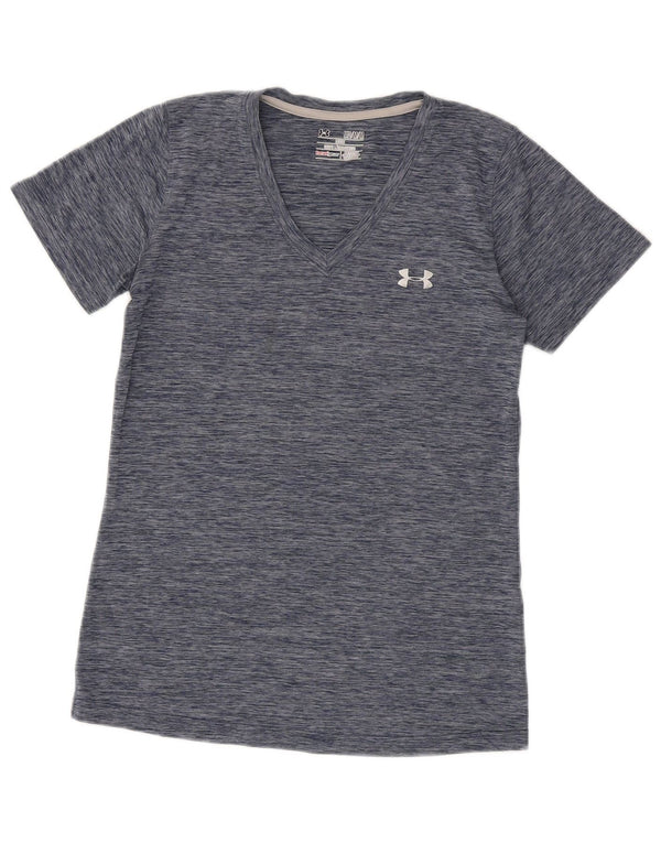 Camiseta feminina Under Armour Heat Gear Top UK 12 médio azul marinho manchado