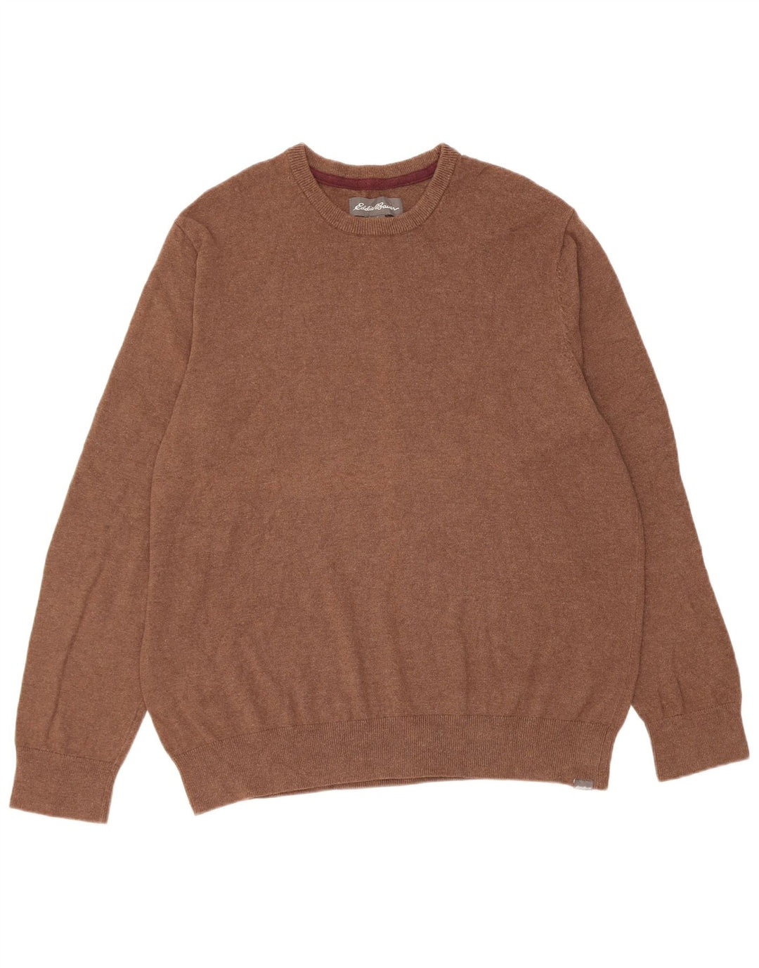 Suéter masculino Eddie Bauer com gola redonda, grande algodão marrom