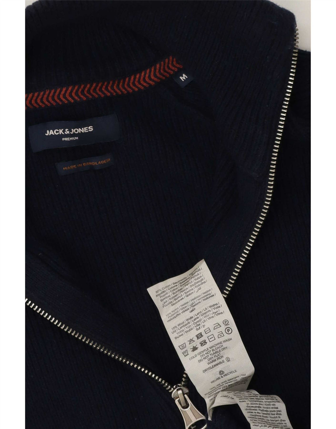 Suéter cardigã masculino Jack & Jones médio algodão azul marinho