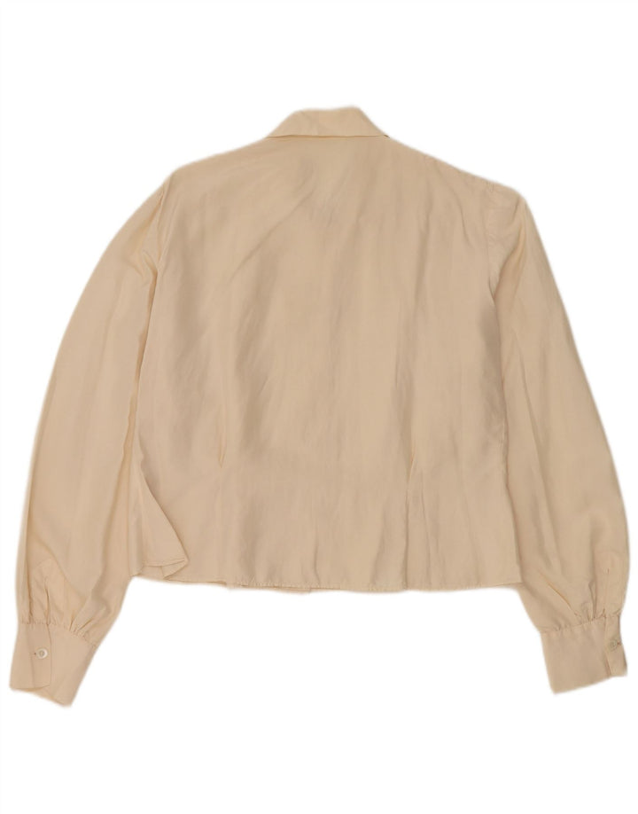 Blusa feminina vintage cropped UK 14 bege médio