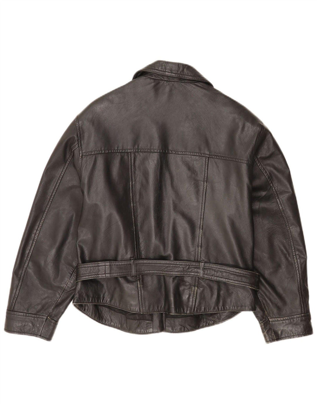 Jaqueta feminina de couro vintage para motociclista Reino Unido 14 couro preto grande