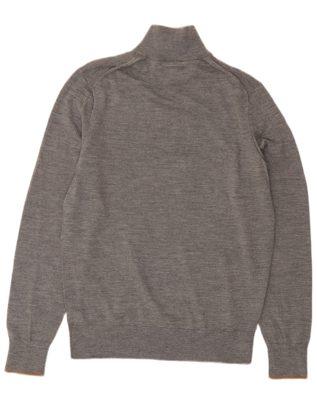 Suéter masculino Tommy Hilfiger com zíper e gola em lã Merino cinza médio