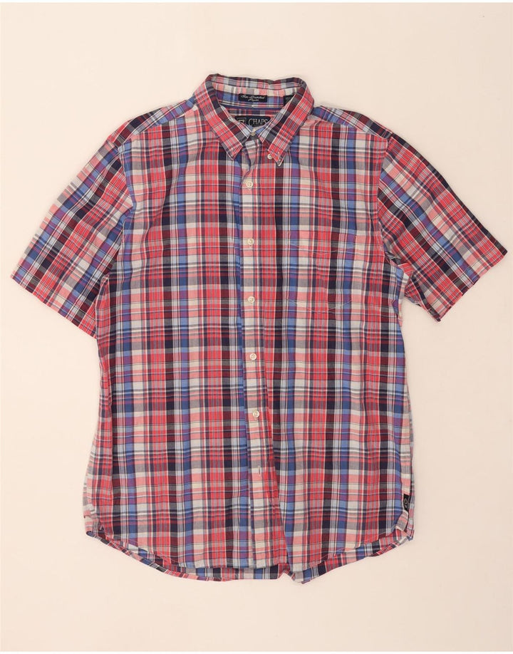 CHAPS Mens Short Sleeve Shirt Medium Red Check Cotton Vintage Chaps and Second-Hand Chaps from Messina Hembry 