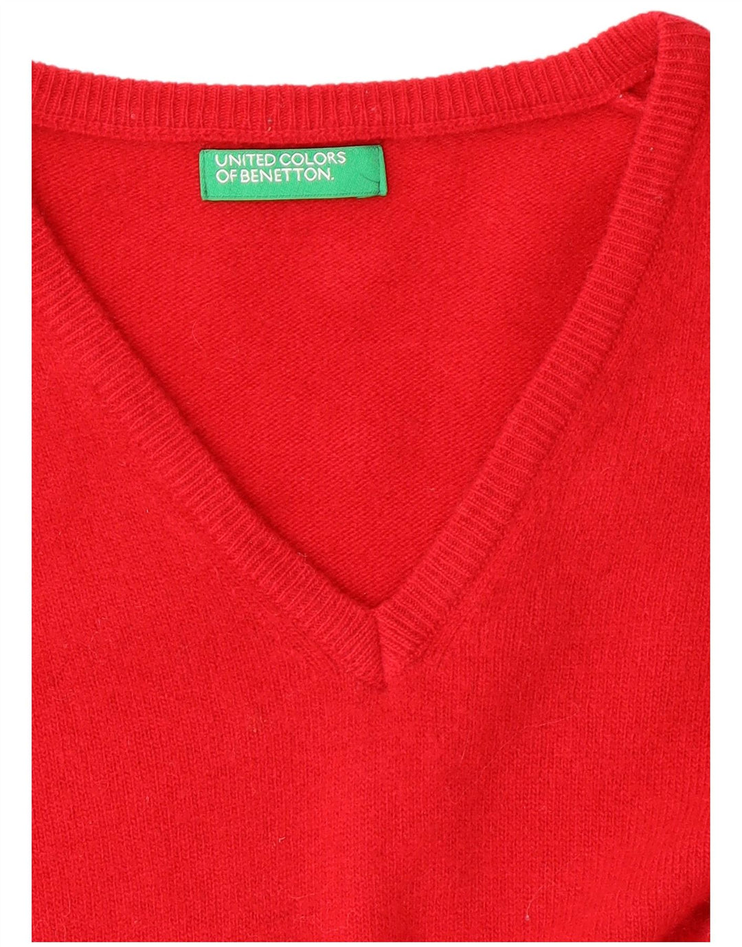 Suéter feminino BENETTON com decote em V Reino Unido 10 pequeno vermelho