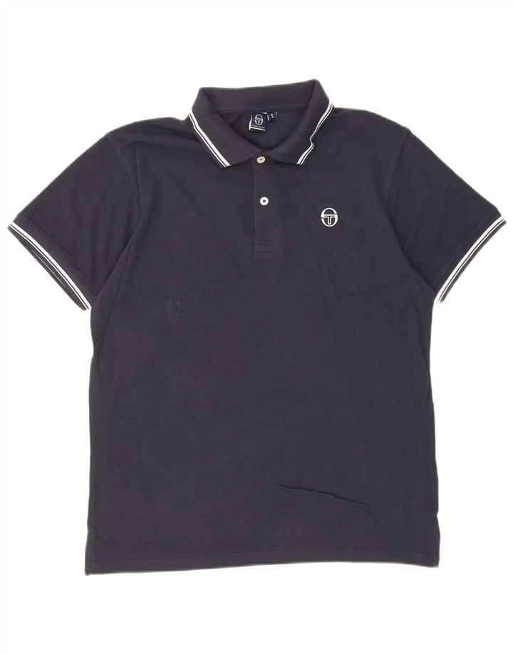 Camisa pólo masculina Sergio Tacchini pequena algodão azul marinho