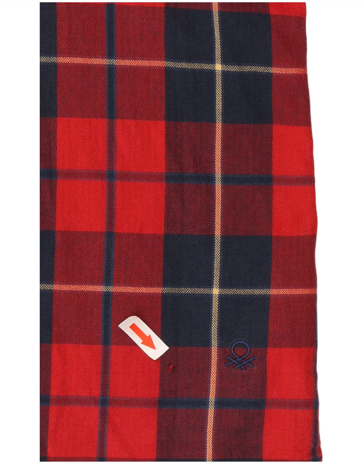 Camisa masculina de flanela Benetton grande xadrez vermelho