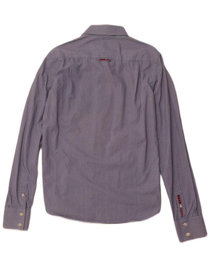 Camisa masculina SUPERDRY de algodão listrado azul médio