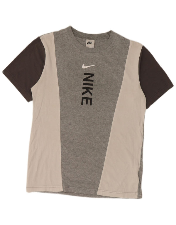 Camiseta Nike masculina gráfica top pequeno cinza colorblock algodão