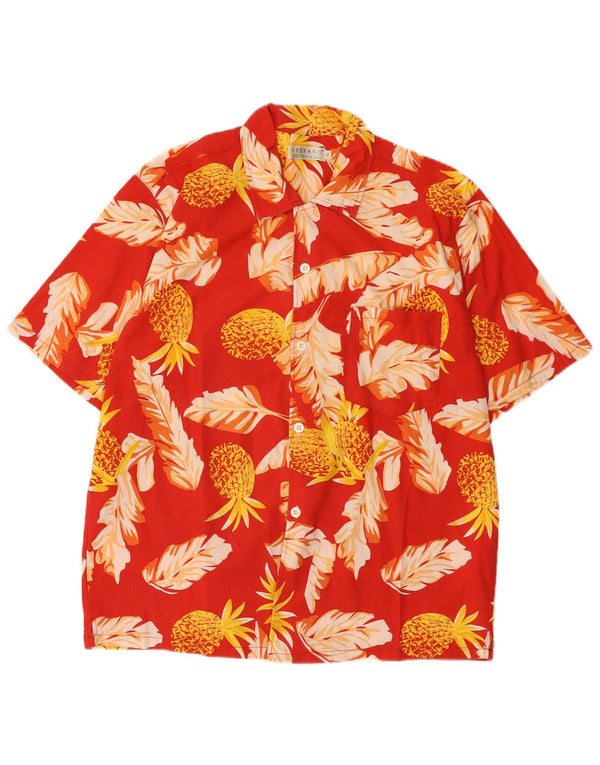 Camisa masculina de manga curta Stefano XL algodão floral vermelho