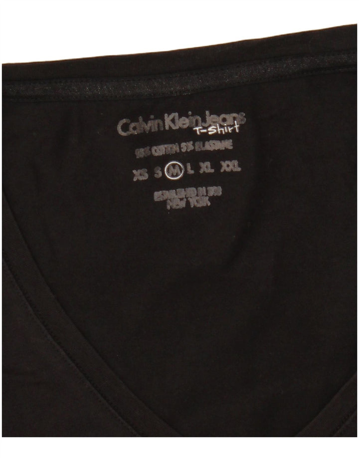 CALVIN KLEIN JEANS Camiseta feminina gráfica Top UK 12 Médio Preto