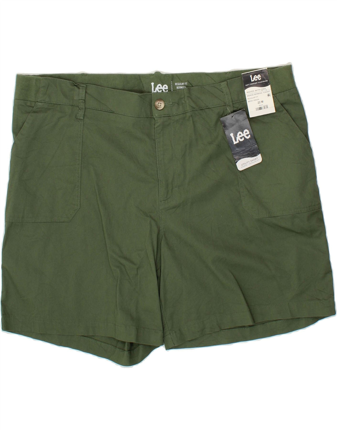 LEE Womens Regular Fit Bermuda Shorts US 22 3XL W44  Green Cotton Vintage Lee and Second-Hand Lee from Messina Hembry 