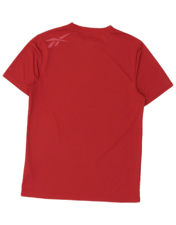 Reebok Mens Graphic T-Shirt Top Pequeno Poliéster Borgonha