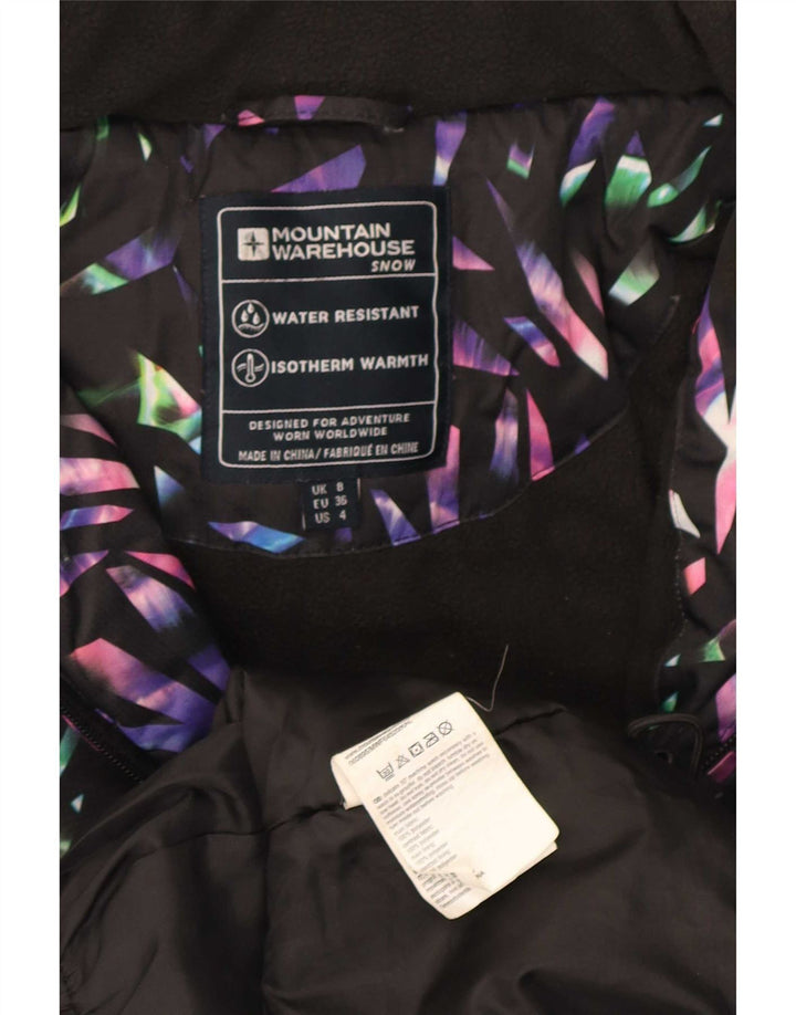 Jaqueta de esqui com capuz feminino Mountain Warehouse UK 8 pequena geométrica preta
