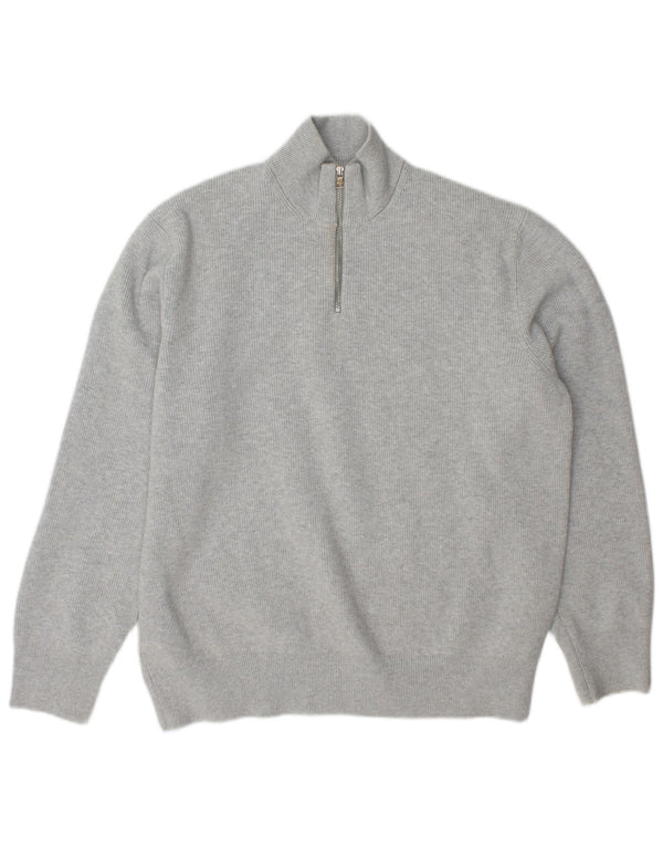 Suéter masculino Marks & Spencer com zíper e gola XL poliéster cinza